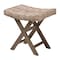 Bali & Pari Hayate Bohemian Grey Kubu Rattan and Mahogany Wood Ottoman Footstool 245-13713-ZORO - alternate 1